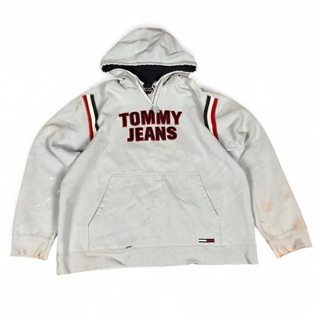 Tommy-hilfiger Men's Grey and Blue Hoodie